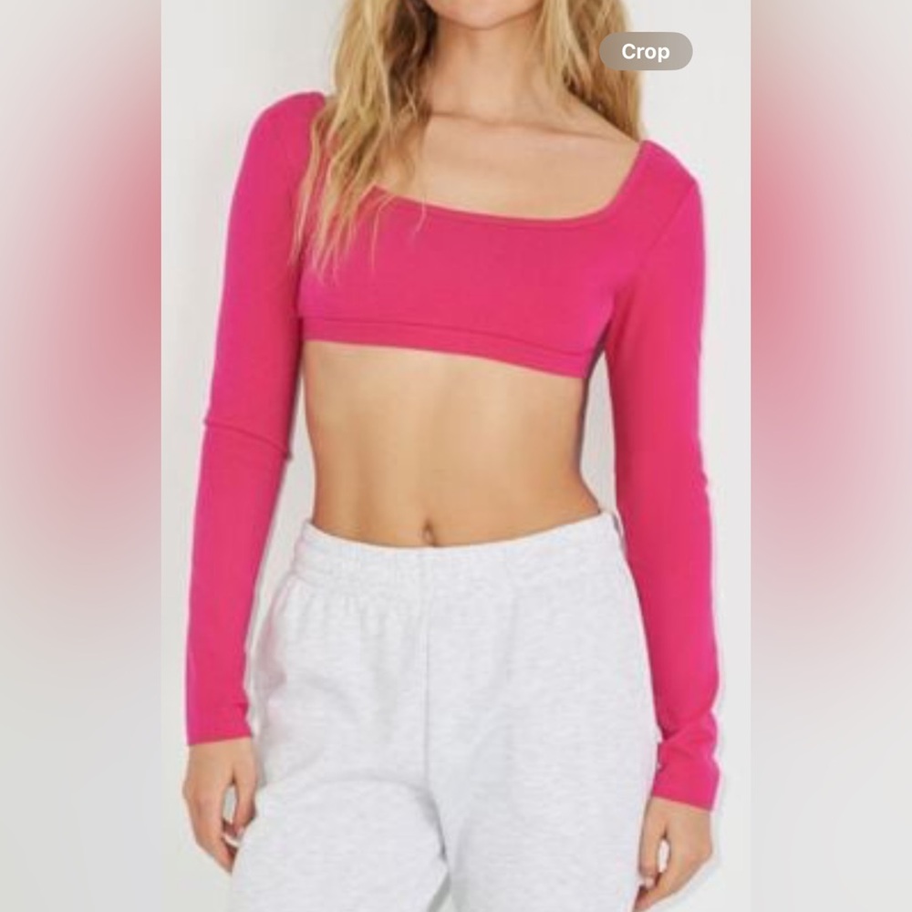 Garage long sleeve scoop neck micro crop top